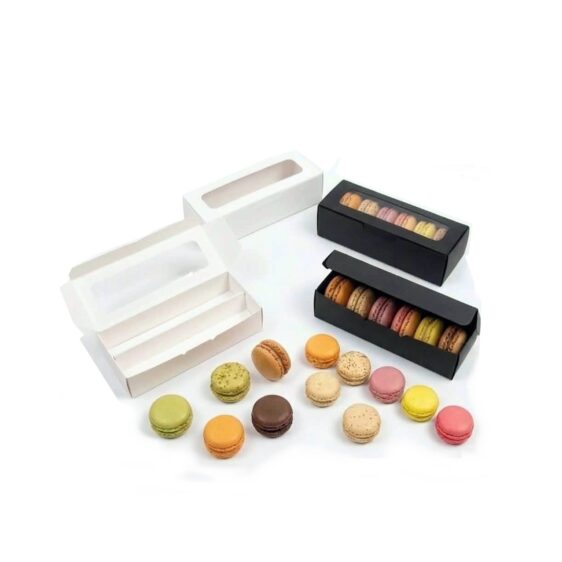 Dėžutė macarons sausainiams su langeliu