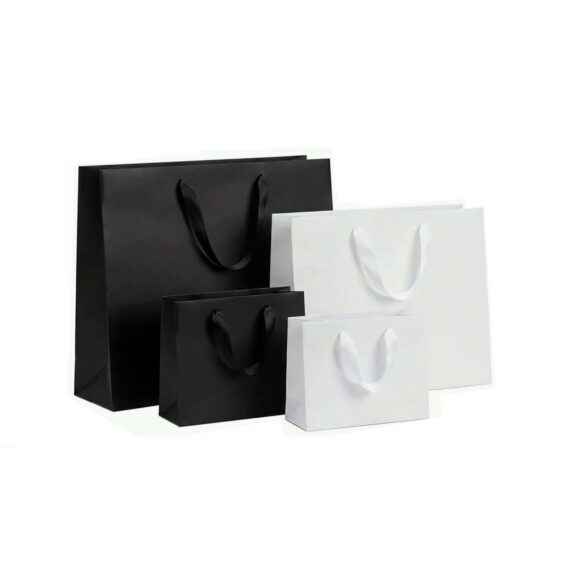 papīra maisiņi Prabangus popierinis maišelis su medžiagine rankenėle